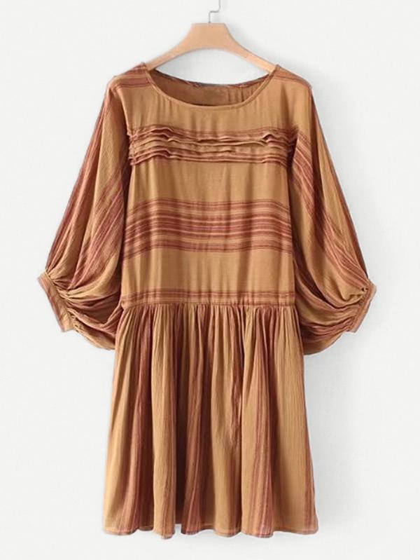Romwe Batwing Sleeve Pleated Dress