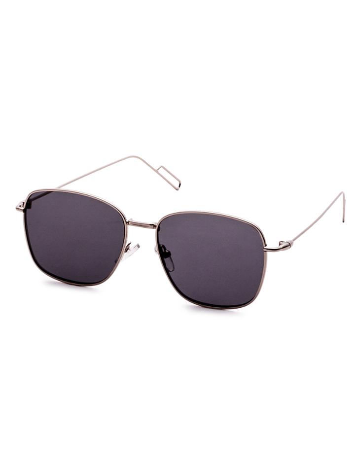 Romwe Silver Delicate Frame Black Lens Sunglasses