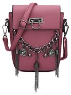 Romwe Pink Fringe Chain Embellished Pu Bag