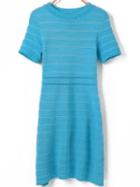 Romwe Short Sleeve Knit Pleated Blue Dress
