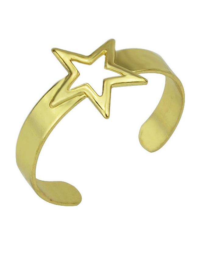 Romwe Gold Fashion Simple Women Star Adjustable Ring Cuff
