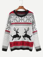 Romwe Color Block Ugly Christmas Sweater