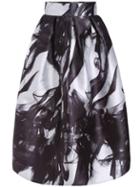Romwe Black White High Waist Smoke Print Skirt