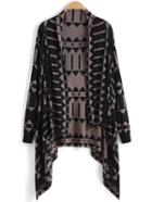 Romwe Long Sleeve Geometric Print Cardigan