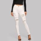 Romwe Whiskering Detail Ripped Skinny Jeans