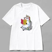 Romwe Guys Unicorn & Slogan Print Tee