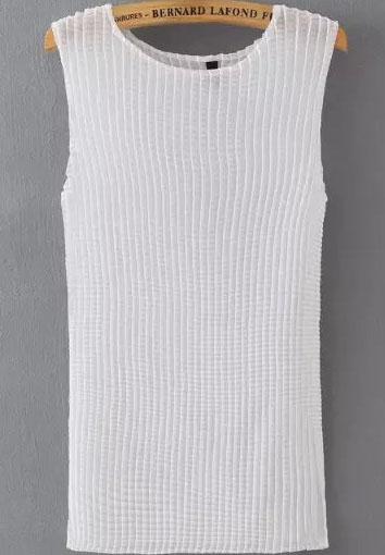 Romwe Pleated White Tank Top
