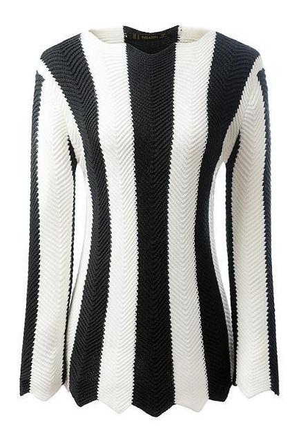 Romwe Striped Wave-shaped Jumper