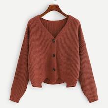 Romwe Single Breasted Asymmetrical Sweater