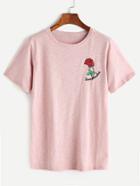 Romwe Rose Embroidered Tee