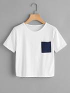 Romwe Patch Chest Pocket Tee