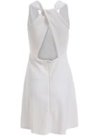 Romwe Open Back Pleated White Dress