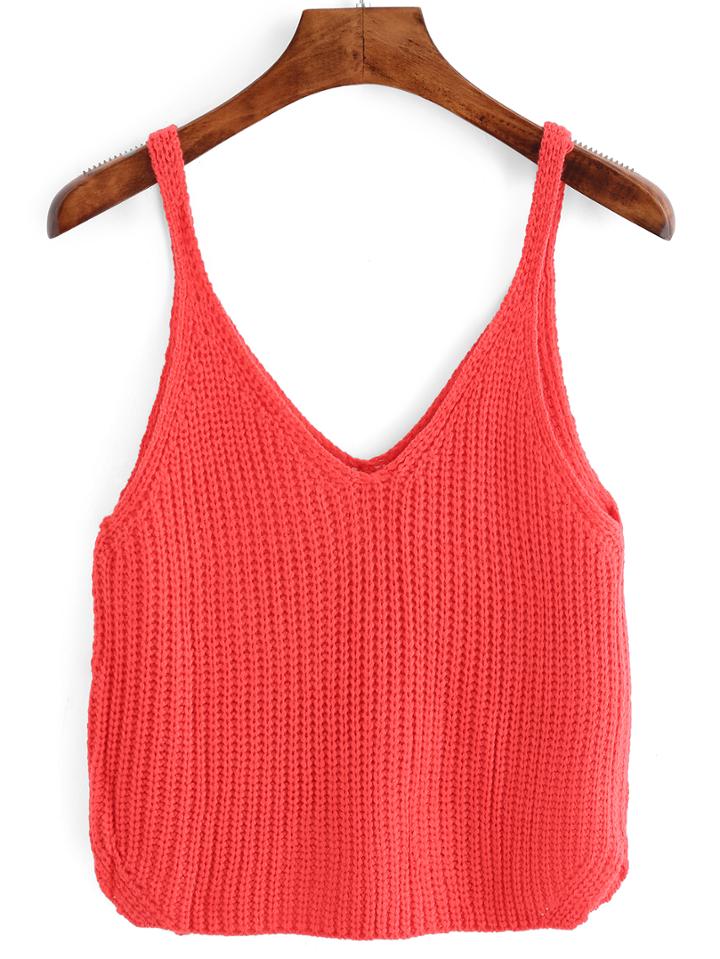 Romwe V Neck Sweater Cami Top