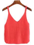 Romwe V Neck Sweater Cami Top