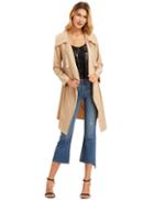 Romwe Apricot Draped Neck Long Sleeve Coat