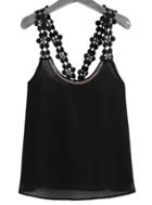 Romwe Weaved Strap Black Vest