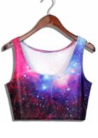 Romwe Multicolor Galaxy Print Crop Vest