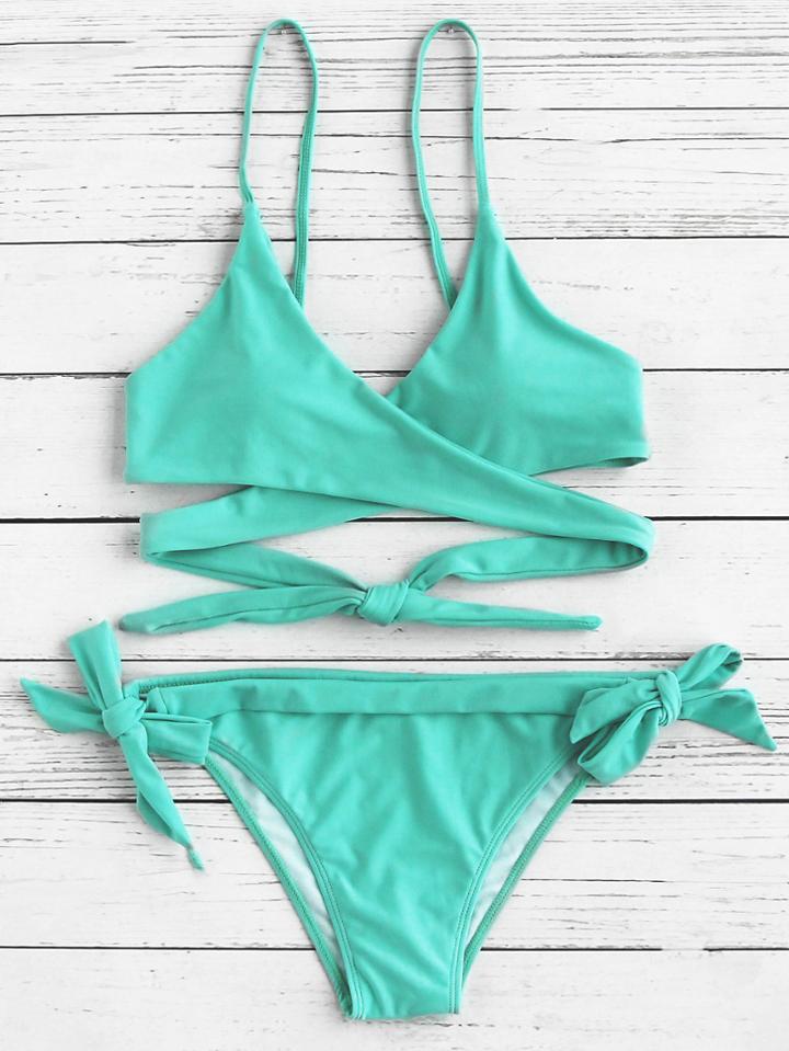 Romwe Side Tie Wrap Bikini Set