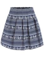 Romwe Elastic Waist Tribal Print Skirt