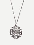 Romwe Rhinestone Flower-shaped Pendant Necklace