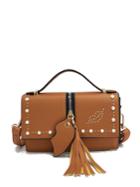 Romwe Tassel & Leaf Decorated Flap Pu Bag