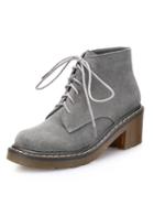 Romwe Grey Vintage Lace Up Boots