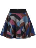 Romwe Women Patchwork Flare Zipper Skirt Shorts