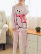 Romwe Drop Shoulder Dip Hem Tee & Leggings Pj Set