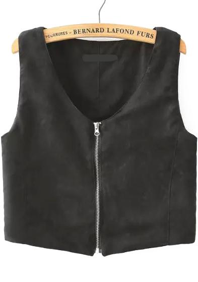 Romwe With Zipper Black Vest