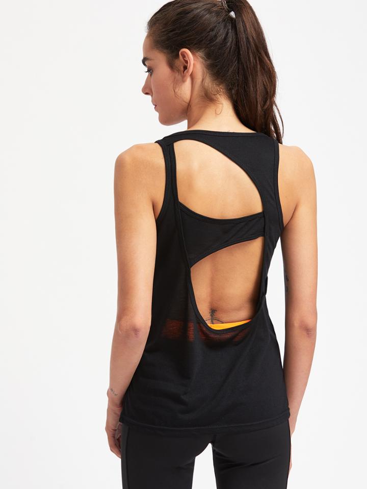 Romwe Active Cutout Back Tank Top