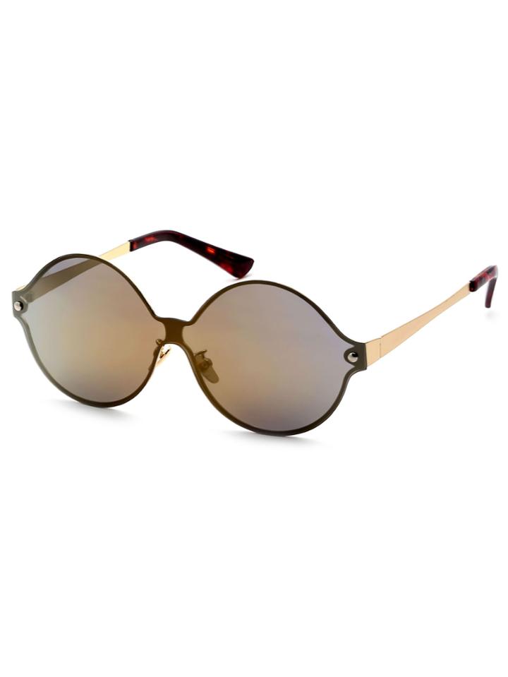 Romwe Gold Lens Round Design Sunglasses