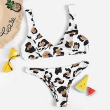 Romwe Random Leopard Print Bikini Set