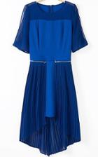 Romwe With Zipper High Low Blue Dress