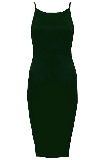 Romwe Green Spaghetti Strap Backless Bodycon Dress