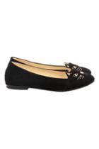 Romwe Cat Face Shaped Black Flat Shoes