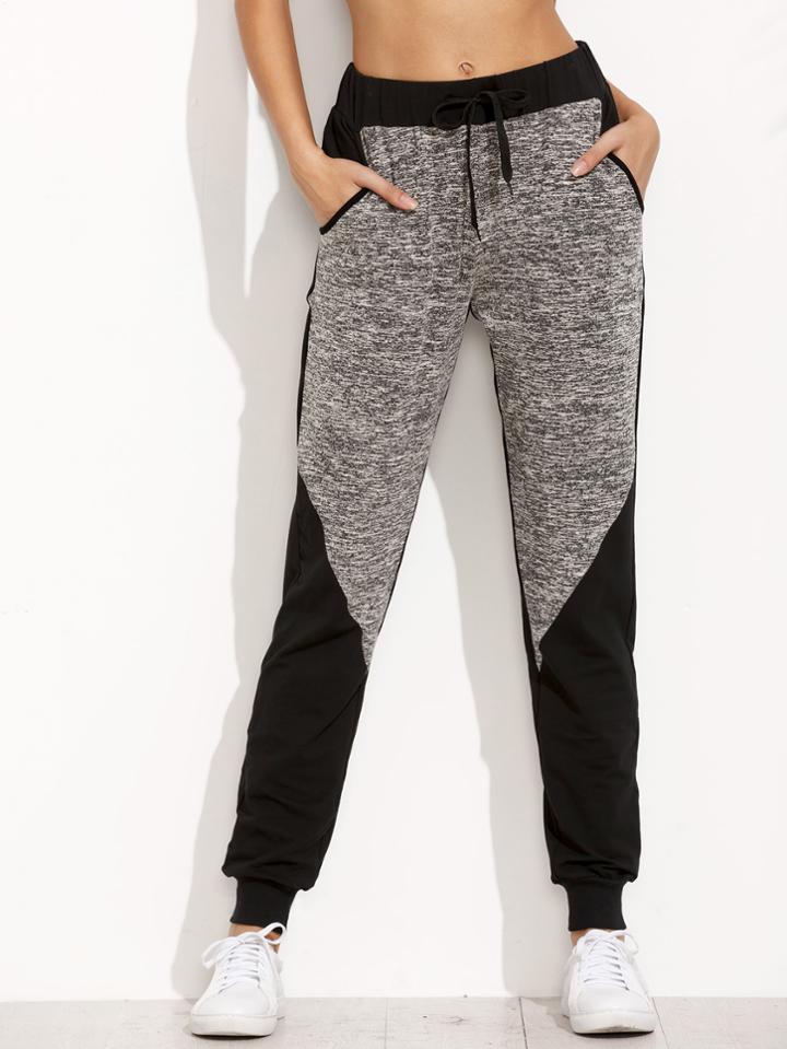 Romwe Space Dye Panel Sweatpants
