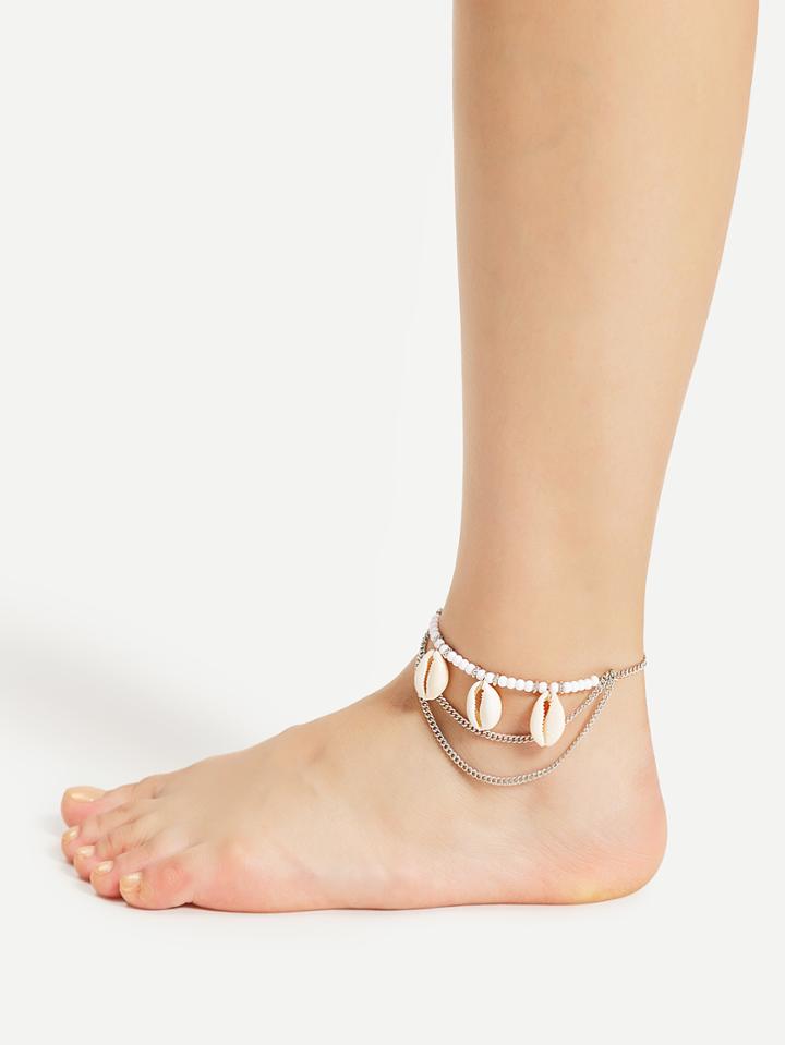 Romwe Shell Detail Layered Anklet/arm Chain
