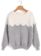 Romwe Grey And White Sweater In Mohair