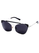 Romwe Sliver Frame Double Bridge Black Cat Eye Sunglasses