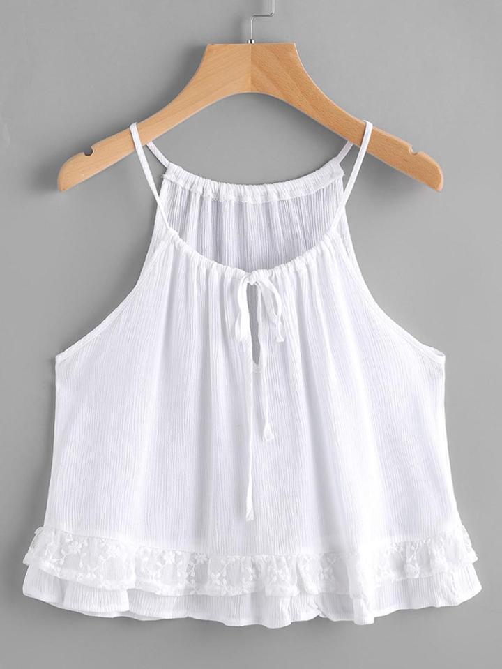 Romwe Lace Panel Trim Swing Cami Top