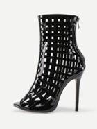 Romwe Caged Design Back Zipper Stiletto Heels