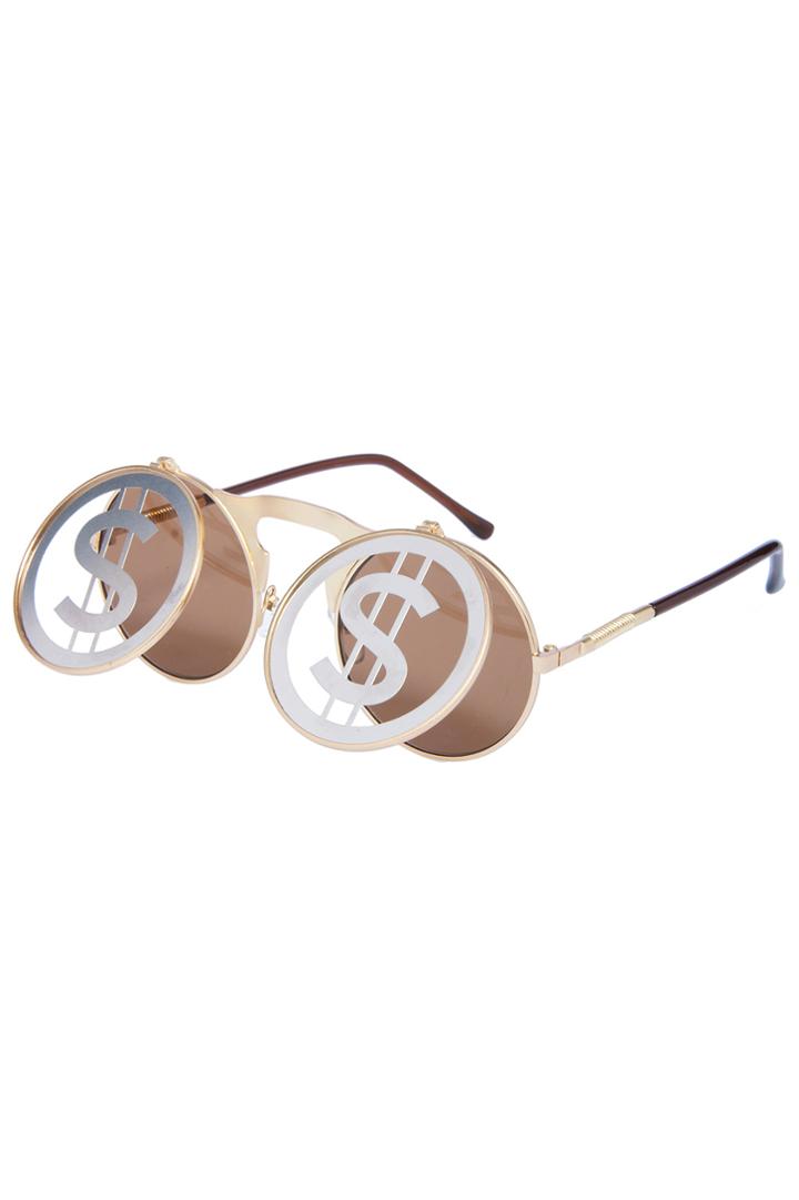Romwe Romwe Money Symbol Hollow-out Double-layered Sunglasses