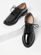 Romwe Lace Up Patent Leather Oxford