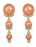 Romwe Orange Long Hanging Pearl Earrings