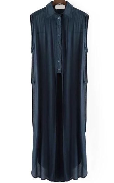 Romwe Lapel With Buttons Split Dress