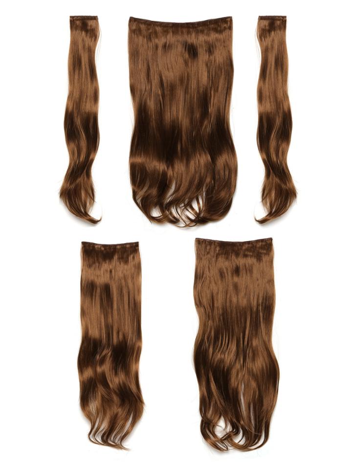 Romwe Golden Brown Clip In Soft Wave Hair Extension 5pcs