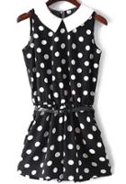 Romwe Doll Collar Polka Dot Jumpsuit
