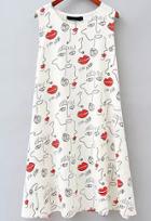 Romwe Round Neck Lips Beauty Print Tank Dress