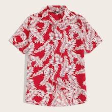 Romwe Guys Jungle Leaf Print Shirt