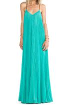 Romwe Strapped Pleated Backless Green Maxi Dress